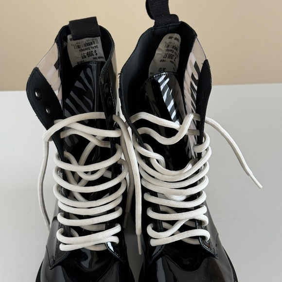 MOSCHINO Combat Lace Up Boots Logo Synthetic Patent Leather NEW Size 36 EU NEW - Picture 6 of 11
